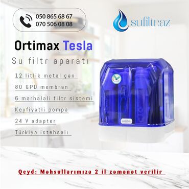 sərin su aparatı: Su filtri Ortimax Tesla (Pompalı 6 aşamalı) 3,2 Tank Metal Çən Su