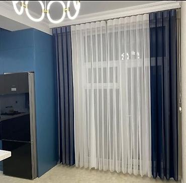 kuxna perde: Mətbəx və qonaq otaqları üçün zövqlü ikili pərdə dəsti - Model — 1