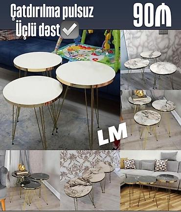ziqon masa: Ziqonlar – Üçlü dəst - Qiymət: 90₼ - Ölçülər: hündürlüklər 48/51/55 — 1