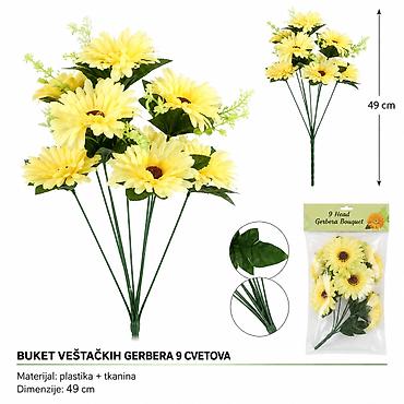 KMT 9 mali žuta 711083 – Buket veštačkih gerbera (9 cvetova) - Brend