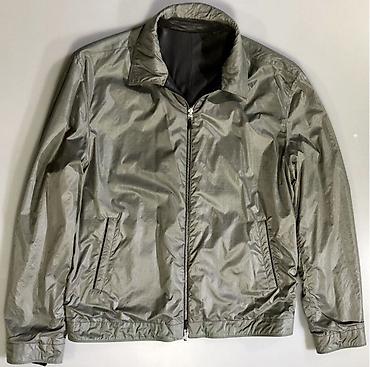 Kožne jakne: Ermenegildo Zegna Black Lambskin Gray Techno Reversible bomber jacket — 7