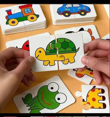 Игрушки: Пазлы из двух частей, новые, каждая по 90 сом Развивающие карточки at lalafo.kg Игрушки: Пазлы из двух частей, новые, каждая по 90 сом Развивающие карточки