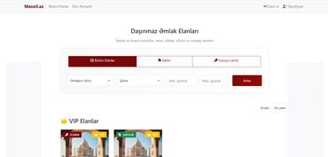 Biznes üçün program təminatı: Tam hazır və istifadəyə yararlı əmlak elan saytı satışa çıxarılıb