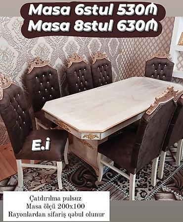 boya seti: Qonaq otağı üçün, Yeni, Açılmayan, Dördbucaq masa, 6 stul — 3