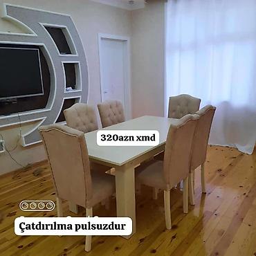 stol ustu kamputer: 6 nəfərlik yemək masası dəsti - Dəst: 1 ədəd düzbucaqlı masa + 6 ədəd — 1