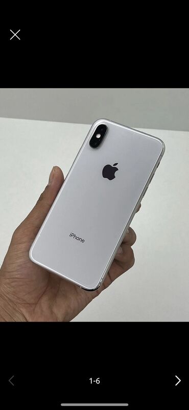 тели: IPhone X, Б/у, 64 ГБ, Белый, Чехол, 100 %