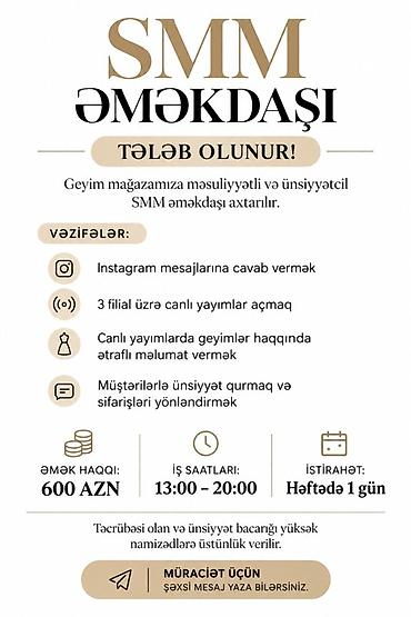 kargo paketleme işi: SMM menecer tələb olunur — 1