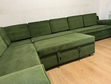 Угловой диван, цвет - Зеленый, Б/у