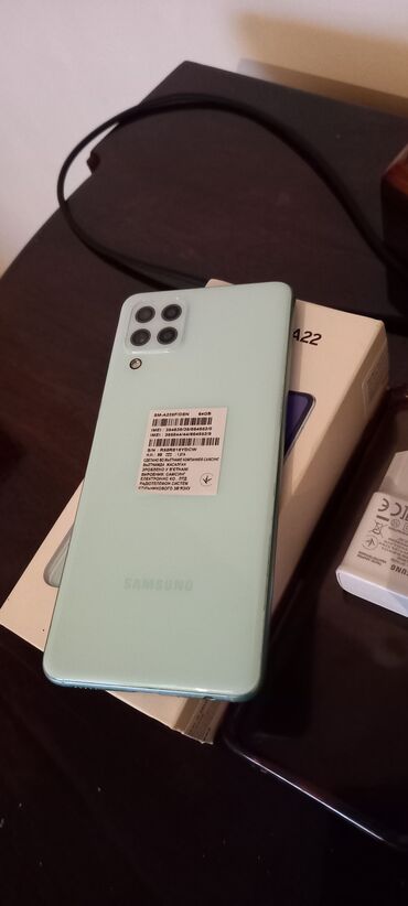 samsunq telfon: Samsung Galaxy A22, 64 GB, rəng - Ağ, Zəmanət, Sensor, Barmaq izi