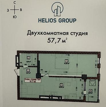 космическая: 2 комнаты, 58 м², Рабочий Городок Элитка, 14 этаж, ПСО (под самоотделку) — 3