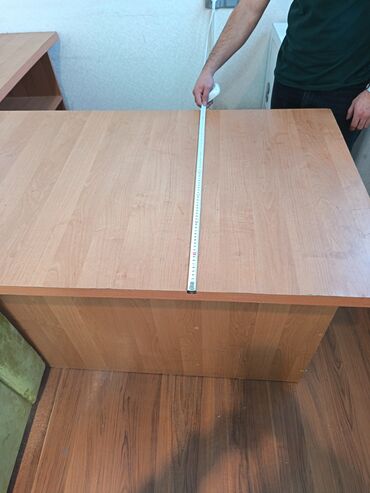 Ofis dəst mebeli: Ofis üçün L formalı iş masasının dəsti - Material: taxta/laminat — 9