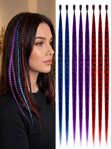кызыл кия кыз: Цветные пряди-микс для наращивания (капсулы I-tip)💙💜❤️ Количество: 9 — 1