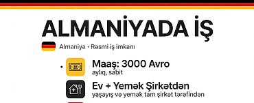 Tikinti ixtisasları: 🇩🇪 ALMANİYADA RƏSMİ İŞ - Maaş: 2500 - 3000 Avro - Ev + Yemək şirkət — 1