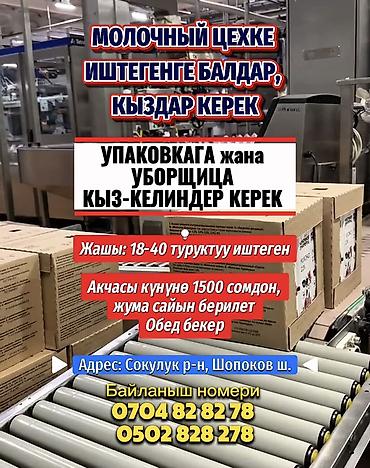 МОЛОЧНЫЙ ЦЕХКЕ ИШТЕГЕНГЕ БАЛДАР, КЫЗДАР КЕРЕК 📦 УПАКОВКАГА жана