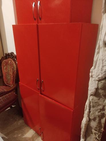 sened dolabi: Qırmızı rəngdə çoxseqmentli saxlama şkafı - Material: MDF/LDSP tipli — 1