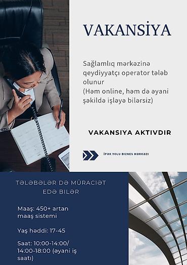 komputer vakansiya: Hostes, qeydiyyatçı tələb olunur, 18-29 yaş, Təcrübəsiz — 1