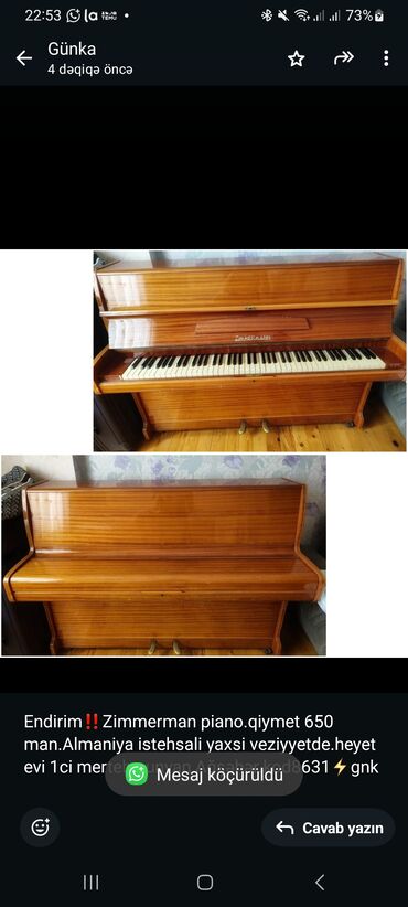 Səs avadanlığı: Endirim‼️Zimmerman piano.qiymet 650 man.Almaniya istehsali yaxsi