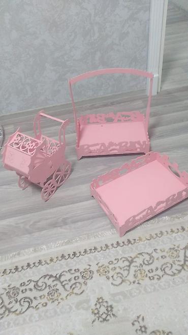Uşaq mövzusunda dekorativ dəst – 3 ədəd - Rəng: pastel çəhrayı -