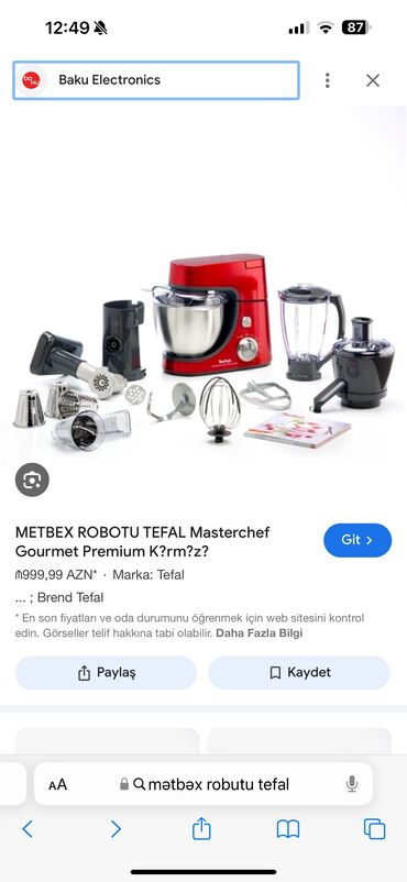 tefal ütü qiymetleri: Кухонный комбайн Tefal, Новый, Самовывоз