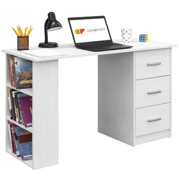 Sifarişlə yazı masaları: Dördbucaq masa, Stulsuz, Polkalı, Siyirməli, Türkiyə, Mat laminat — 22