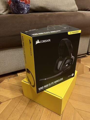 headset: Corsair Void RGB ELITE Wireless Carbon Gaming Headset -Powered by