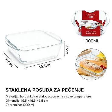 KMT Četvrtasta staklena pleh za pečenje 5412111 Vatrostalna kvadratna