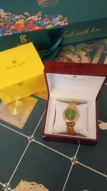 Наручные часы: Rolex qol saatı - Klassik dizaynlı, qızılı rəngli metal qolbağ və — 1