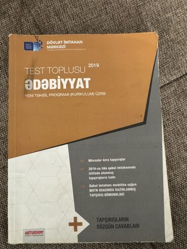2019-cu il nəşriyyatının “Test Toplusu” adlı ədəbiyyat dərsliyi. Kitab