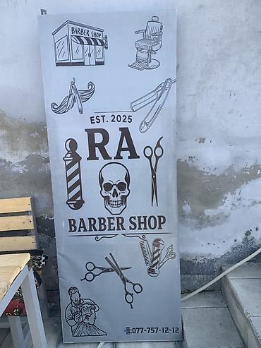 barber reklam: RA Barber Shop üçün dekorativ vitrin lövhəsi Məhsul təsviri: - “RA — 1