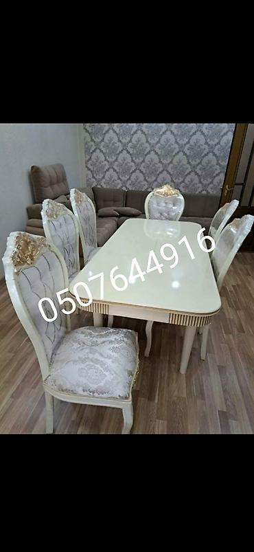 tek stolar: Qonaq otağı üçün, Yeni, Açılan, Dördbucaq masa, 6 stul — 4