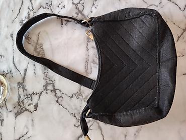 mango çanta: Qara çiyin çantası - Material: yumşaq tekstil/parça əsaslı, üzərində — 2