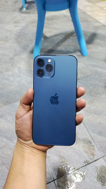 Apple iPhone: IPhone 12 Pro Max, Б/у, 128 ГБ, Blue Titanium, Защитное стекло, Чехол, Коробка, 80 %