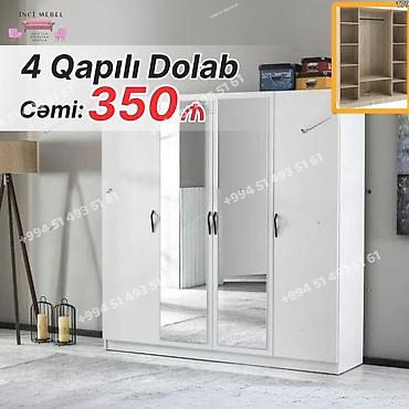 cem tavalar: Yeni, 4 qapılı, Güzgülü, Ağ, Açılan, Düz dolab — 1