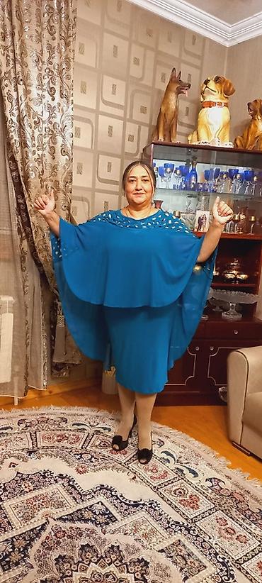 don modeleri: Zərif ziyafət geyimi – mavi rəngdə, ikiqat qatlı şifon pelerinli — 1