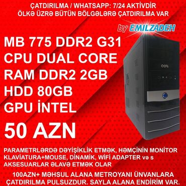 Elvin Emilzadə: Masaüstü Kompüter "G31/Dual Core E5300/2GB Ram/80GB HDD" ENDİRİM!!!