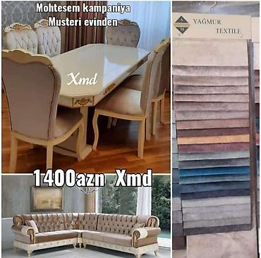 metbex stol stul: Klassik üslublu mebel dəsti - Yemək masası və 6 ədəd kürsü: Bej — 1