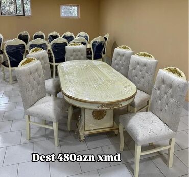 Qida məhsulları: Qonaq otağı üçün, Yeni, Açılmayan, Oval masa, 6 stul