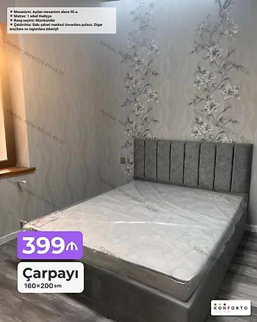 Məhsul: Çarpayı Ölçü: 160×200 sm Qiymət: 399 Xüsusiyyətlər: - — 1