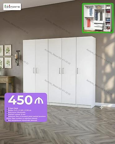 İstiqamətli 5 qapılı paltar dolabı - Model: 5 qapılı dolab - Ölçü: D