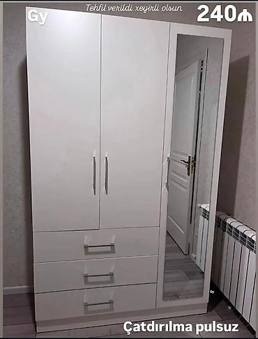 asilqan: Ağ rəngli üçqapılı paltar dolabı - Sağ tərəfdə tam hündürlükdə güzgü - — 1