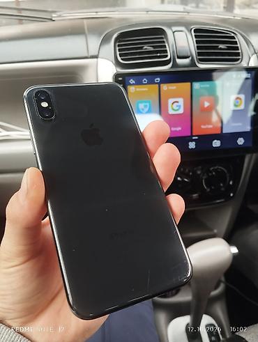 IPhone X, Б/у, 64 ГБ, Space Gray, Защитное стекло, 100 %