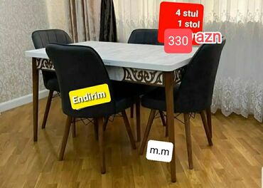 Masa və oturacaq dəstləri: Mətbəx üçün, Yeni, Açılan, Dördbucaq masa, 4 stul — 5