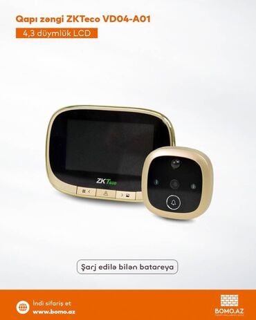 Seyflər: 📦 Qapı zəngi ZKTeco VD04-A01 | DM-018 4,3 düymlük LCD rəqəmsal qapı