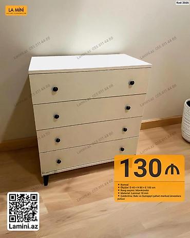 Komodlar: Komod – minimal dizaynlı, 4 çekmecəli - Ölçülər: D 40 × H 80 × E 100 — 1