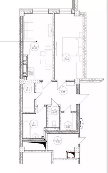 Продажа квартир: 2 комнаты, 64 м², Элитка, 2 этаж, ПСО (под самоотделку)