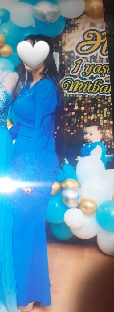 mavi qadın kostyumları: Вечернее платье, Макси, One size
