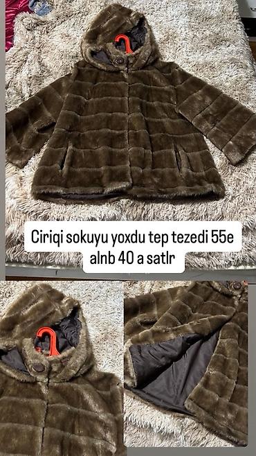 Qadınlar üçün qısa uzunluqlu süni kürk plaş/palto. - Rəng: tünd