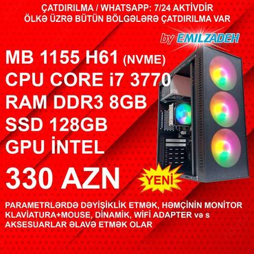 Masaüstü kompüterlər və iş stansiyaları: Masaüstü Kompüter "Mini ATX 340-14 DDR3 1155 H61/Core i7 3770/8GB