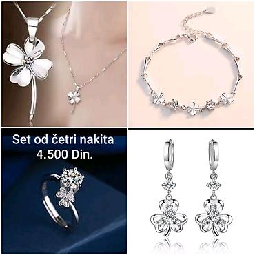 pandora na: Elegantni posrebreni set od hirurskog čelika sa žigom S925 od četiri — 1
