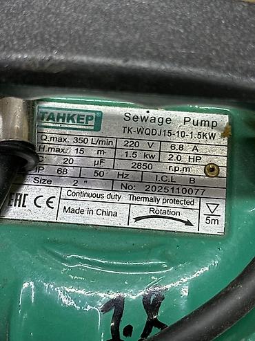 Үй жана бакча үчүн бардык: Фекальный насос TANKER TK-WQDJ15-10-1.5KW Назначение: - Перекачка — 2
